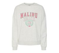 PIECES Sudadera para Mujer Pcfibbi LS O-Neck Mm, Gris Claro Mezclado/Estampado: Verde Limonada y Rosa, S