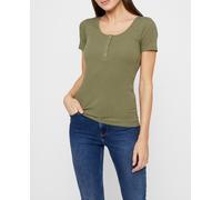 PIECES Pckitte SS Top Noos BC, Camiseta para Mujer, Verde Liquen Profundo, L