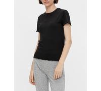 PIECES Pcnicca SS BFD-Camiseta de Manga Larga con Cuello Redondo, Negro, L para Mujer