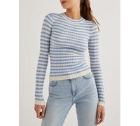 Pieces Top de mujer rayas manga larga cuello redondo.. Azul 36 (S)