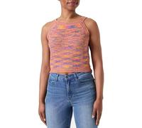 PIECES Top de Punto para Mujer Pckera SL Cropped Knit Top, Mandarin Orange/Detail:020 Multi Clr Yarn, S