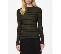 PIECES Pccrista LS O-Neck Knit Noos BC Jersey de Punto, Forest Night/Stripes:Black Narrow, XS para Mujer