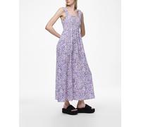 Pieces Vestido largo con cuerpo en nido de abeja. Azul 38 (M)