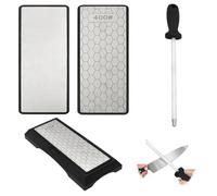 Piedra Afilar y 1 Stück Chaira Afilar Cuchillos Piedras de Afilar de Diamante Placa Afiladora de Diamantes Grit 400/1000grit Honeycomb Knife Sharpening Stone With Non-Slip Base