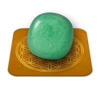 Piedra Amazonita Natural Pulida 2-3 cm Calidad Premium | Claridad mental, Comunicación y Serenidad | Flor de la Vida incluida | Guía Práctica & Meditación Ofertss | Regalo Zen Bienestar | 1 unidad