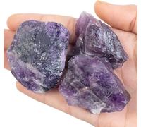 Piedra áspera de cristal de amatista, cristales naturales crudos y cristales a granel para vasos, fabricación de joyas, cabbing, decoración, pulido, piedras preciosas de cristal Reiki (3 piezas