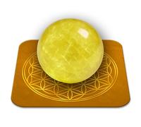 Piedra citrina natural pulida de 2 a 3 cm de calidad premium | Abundancia, confianza y alegría, flor de la vida incluida | Guía práctica y meditación offertss | Regalo Zen Bienestar | 1 unidad