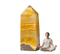 Piedra Citrine | Crystal Citrine Natural | Prism Gemone Gemone Reiki Decoración Facetas Hexagonales Para La Meditación Y La Adivinación Difusión De La Luz Optimizada A Través De La Gema Crea Efectos R