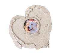 Piedra conmemorativa de perro, piedra conmemorativa de jardín, piedra de resina para tumba de perro con marco de fotos para mascotas, perros y gatos perdidos