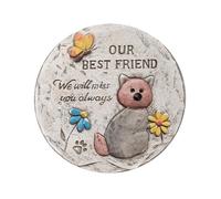 Piedra conmemorativa para gato, marcador redondo de jardín, 15,5 cm de diámetro, pintado a mano con diseño de mariposa