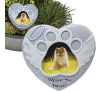 Piedra conmemorativa para mascotas - Piedra conmemorativa para perros de resina de 14,5x1,6x13cm | Memorial para perros con diseño de corazón de amor, marcador de tumbas para exteriores | Recuerdo de