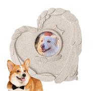 Piedra conmemorativa para perros, piedra conmemorativa para la pérdida de un perro, adorno de tumba, exquisita piedra conmemorativa de resina para perros, con marco de fotos para mascotas amado p