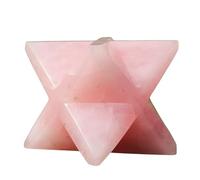 Piedra curativa de cristal de cuarzo rosa natural de 8 puntos, estrella Merkaba para curación, meditación Fengshui, Reiki, aura, meditación, decoración metafísica y minerales, tamaño grande, 80 mm/340