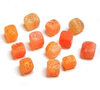 Piedra de ágata mate escarchada, perlas de piedras preciosas, 8 mm, 12 unidades, cubo naranja, piedra natural helada, piedra semipreciosa, piedras preciosas, perlas de joyería (rojo)