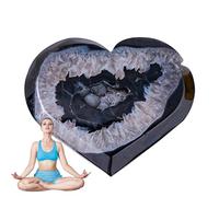 Piedra de ágata, piedras preciosas de palma de ónice negro, piedra de preocupación de masaje de bolsillo, cristales de corazón, herramienta de meditación y equilibrio corporal natural, rejilla de