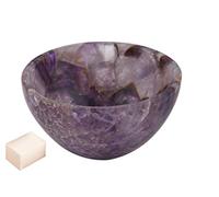 Piedra de amatista africana tallada hecha a mano Feng Shui Bowl Generador de energía espiritual Reiki Regalo Healing Cristal cargado 2 pulgadas Aproximadamente con Selenita Cube-Blessfull Healing