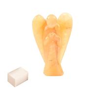 Piedra de aventurina amarilla natural Reiki tallada Piedra preciosa espiritual Ángel de bolsillo Estatua del ángel con cubo de selenita Terapia de cristal "2 pulgadas aprox. - Blessfull Healing