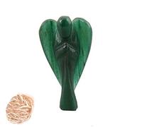 Piedra de aventurina verde oscuro natural Reiki tallado Piedras preciosas espirituales Ángel Estatua de curación con rosa Desierto Selenita Terapia de cristal "2 pulgadas aprox. - Blessfull Healing