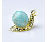 Piedra de caracol de cristal natural, adornos de animales, tallados, piedra guardiana, manualidades, accesorios de latón, decoración pequeña del hogar, azul profundo