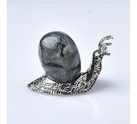 Piedra de caracol de cristal natural, adornos de animales, tallados, piedra guardiana, manualidades, accesorios de latón, decoración pequeña del hogar, verde militar