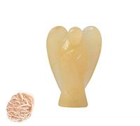 Piedra de citrino amarilla natural Reiki tallada Piedra preciosa espiritual Ángel de la guarda Estatua de curación con rosa Desierto Selenita Terapia de cristal "2 pulgadas aprox. - Blessfull Healing