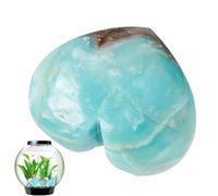 Piedra de corazón de amazonita | Corazón de amazonita para decoración del hogar | Piedras de amor positivas pulidas, piedra romántica de corazón natural para pecera, estante