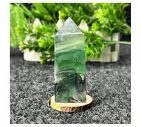 Piedra de Cristal 1 Pieza de obelisco Cuadrado de fluorita Natural, espécimen de Cristal Pulido, Varita Decorativa for el hogar Collar con Soporte para Piedra de Cristal(103g 70mm)