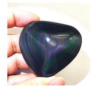 Piedra de Cristal 1 Pieza de obsidiana arcoíris Natural Tallada a Mano en Forma de corazón for decoración Collar con Soporte para Piedra de Cristal(40-60mm)