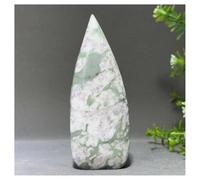 Piedra de Cristal Adornos Decorativos for el hogar de Jade Verde Natural de Forma Libre Collar con Soporte para Piedra de Cristal(142g 102mm)