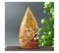 Piedra de Cristal Antorcha Decorativa for el hogar de ágata Loca Natural de Forma Libre Collar con Soporte para Piedra de Cristal(102g 89mm)