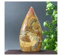 Piedra de Cristal Antorcha Decorativa for el hogar de ágata Loca Natural de Forma Libre Collar con Soporte para Piedra de Cristal(130g 97mm)