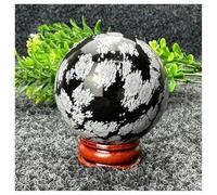 Piedra de Cristal Bola de obsidiana de Piedra Natural for decoración del hogar Collar con Soporte para Piedra de Cristal(177g 52mm)