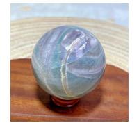 Piedra de Cristal Bolas de Cristal Natural pulidas de Colores oceánicos for Decorar el hogar Collar con Soporte para Piedra de Cristal(385g 66mm)