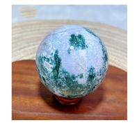 Piedra de Cristal Bolas de Cristal Natural pulidas de Colores oceánicos for Decorar el hogar Collar con Soporte para Piedra de Cristal(427g 68mm)