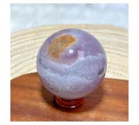 Piedra de Cristal Bolas de Cristal Natural pulidas de Colores oceánicos for Decorar el hogar Collar con Soporte para Piedra de Cristal(325g 62mm)