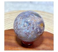 Piedra de Cristal Bolas de Cristal Natural pulidas de Colores oceánicos for Decorar el hogar Collar con Soporte para Piedra de Cristal(460g 69mm)