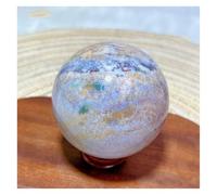 Piedra de Cristal Bolas de Cristal Natural pulidas de Colores oceánicos for Decorar el hogar Collar con Soporte para Piedra de Cristal(417g 67mm B)