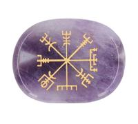 Piedra de Cristal Curativo, Piedras Preciosas Curativas de Cristal con Forma Ovalada Plana, Símbolo de Vikingos Nórdicos, Piedra Rúnica para Yoga, Meditación, Adivinación