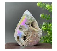 Piedra de Cristal Decoración for el hogar con racimo de esfalerita electrochapada de Color Mineral Natural Collar con Soporte para Piedra de Cristal(142g 80mm)