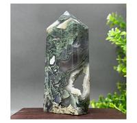 Piedra de Cristal Geoda de ágata acuática Natural, obelisco, espécimen tratado, decoración del hogar Collar con Soporte para Piedra de Cristal(211g 106mm)