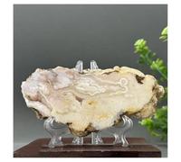Piedra de Cristal Geoda de ágata con Flor de Amatista Rosa Natural, Pieza de Pizarra Decorativa for el hogar Collar con Soporte para Piedra de Cristal(144g 113mm)