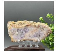 Piedra de Cristal Geoda de ágata con Flor de Amatista Rosa Natural, Pieza de Pizarra Decorativa for el hogar Collar con Soporte para Piedra de Cristal(228g 128mm)