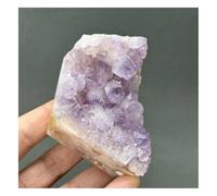 Piedra de Cristal Geoda de ágata Rosa Natural, Cristal Mineral poliédrico, Adornos for el hogar Collar con Soporte para Piedra de Cristal(142g)