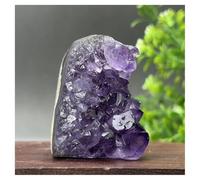 Piedra de Cristal Geoda de Amatista con racimo de Cristal Natural, espécimen Mineral for decoración del hogar Collar con Soporte para Piedra de Cristal(118g 53mm)