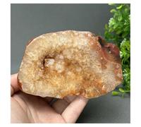 Piedra de Cristal Geoda de Pizarra de ágata roja Natural con Forma de Flor for decoración del hogar Collar con Soporte para Piedra de Cristal(210g)