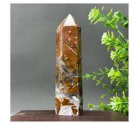 Piedra de Cristal Obelisco de ágata Amarilla Natural, Adorno for el hogar Collar con Soporte para Piedra de Cristal(113g 100mm)