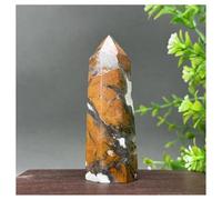 Piedra de Cristal Obelisco de ágata Amarilla Natural, Adorno for el hogar Collar con Soporte para Piedra de Cristal(71g 78mm)