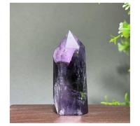 Piedra de Cristal Obelisco de Amatista, Gema Natural, decoración for el hogar Collar con Soporte para Piedra de Cristal(66g)