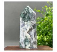 Piedra de Cristal Obelisco de geoda acuática de Cristal Natural for decoración del hogar Collar con Soporte para Piedra de Cristal(168g 98mm)