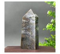 Piedra de Cristal Obelisco de Jaspe oceánico Natural, Varita Espiritual, Adornos for el hogar Collar con Soporte para Piedra de Cristal(115g 84mm)